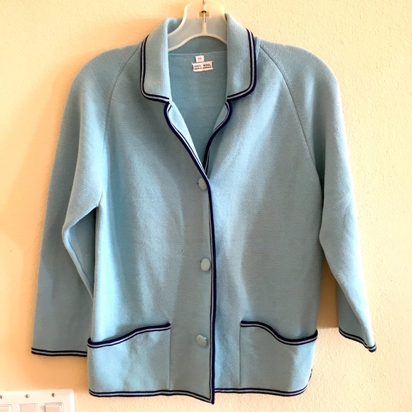 Vintage Wool Jacket in Blue made in Hong Kong Vintage size 14 or Small - Picture 2 of 5